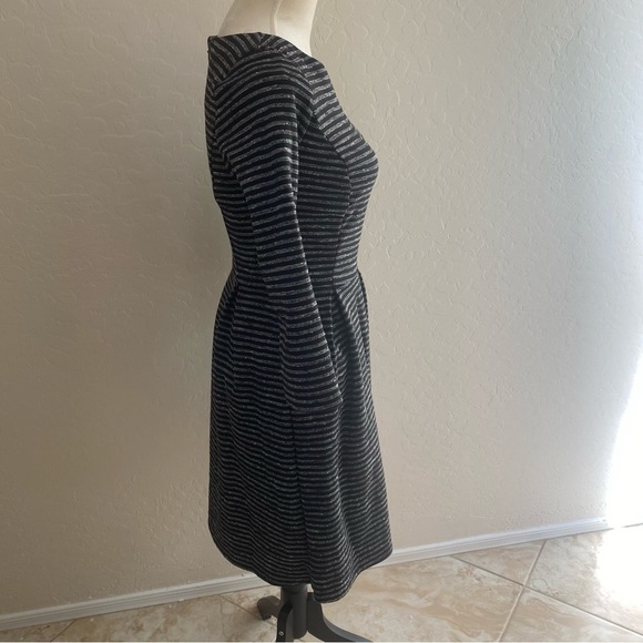 Merona 3/4 length sleeve black and gray striped fit and flare dress Size XS - Picture 5 of 7